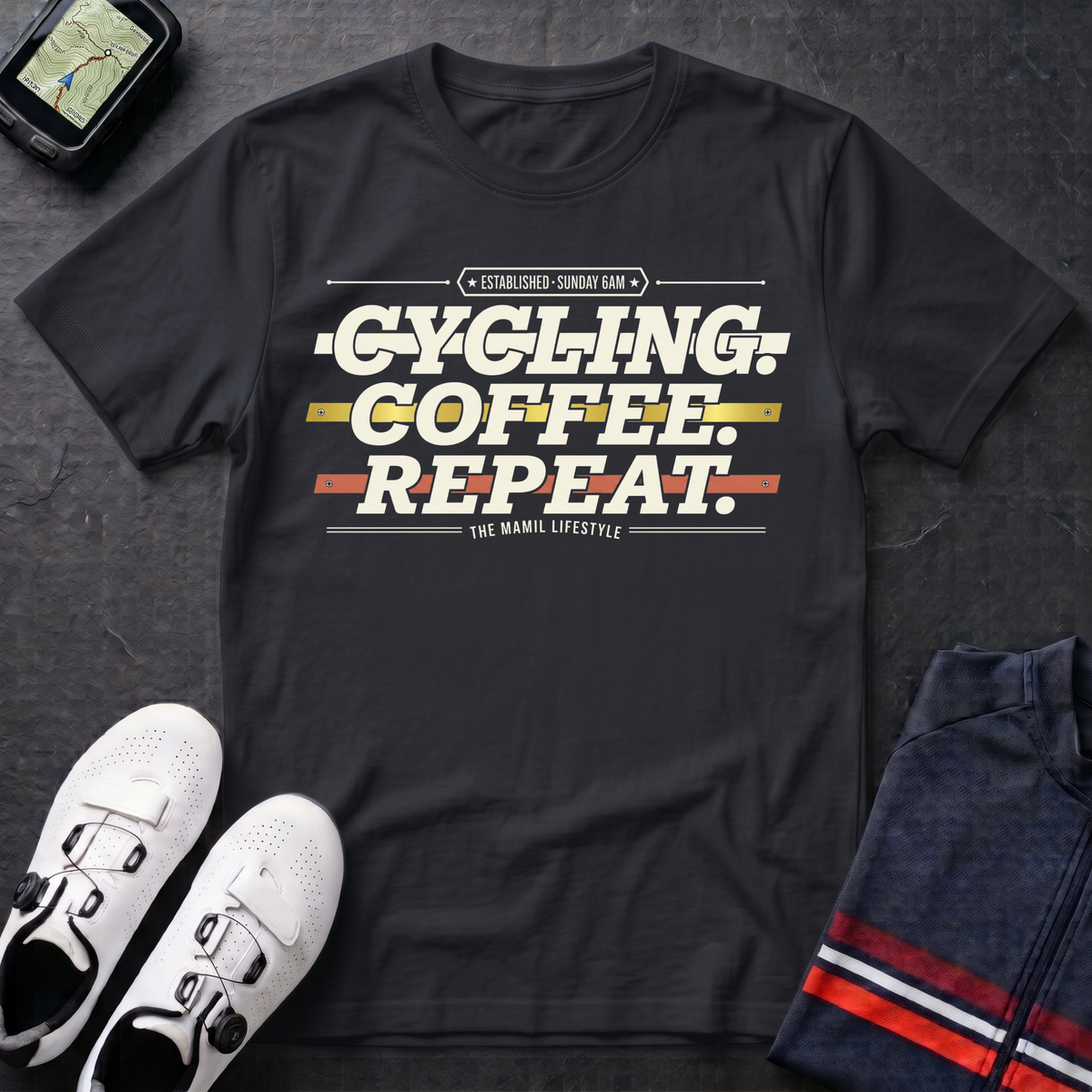 Cycling Coffee Repeat T-Shirt