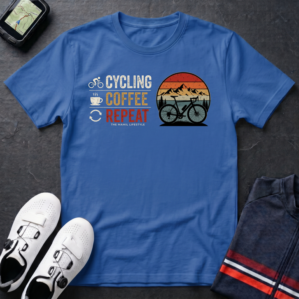 Cycling Coffee Repeat Bike T-Shirt