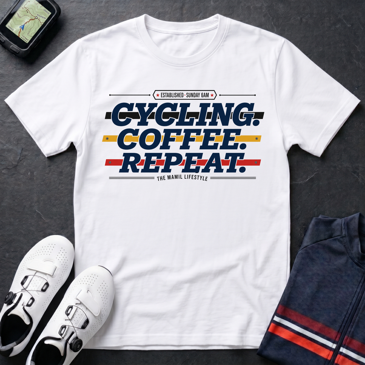 Cycling Coffee Repeat T-Shirt
